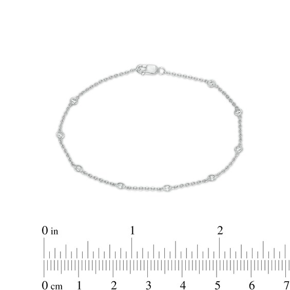 1/5 CT. T.w. Diamond Station Bracelet in 10K White Gold - 7.25"