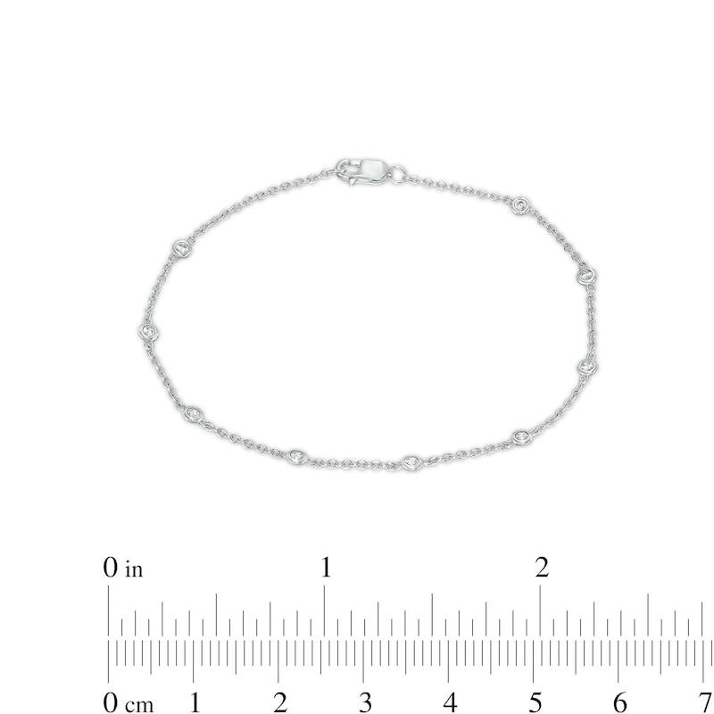 Main Image 4 of 1/5 CT. T.W. Diamond Station Bracelet in 10K White Gold - 7.25"