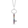 Thumbnail Image 1 of Enchanted Disney Ultimate Princess Celebration Multi-Gemstone and 1/10 CT. T.W. Diamond Key Pendant in Sterling Silver