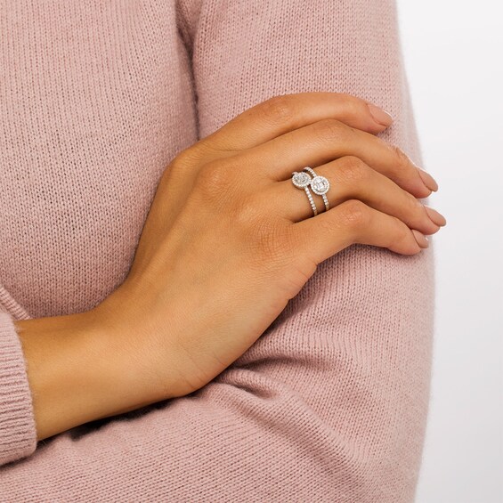 1/2 CT. T.w. Multi-Diamond Duo Open Shank Ring in 10K White Gold