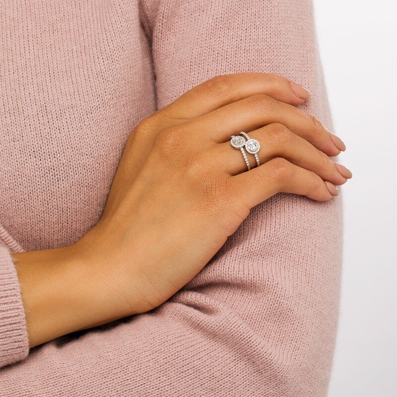 Main Image 2 of 1/2 CT. T.W. Multi-Diamond Duo Open Shank Ring in 10K White Gold
