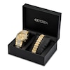 Thumbnail Image 1 of Men's Citizen Eco-Drive® Crystal Accent Gold-Tone Watch and Link Chain Bracelet Box Set (Model: CA0752-66P)