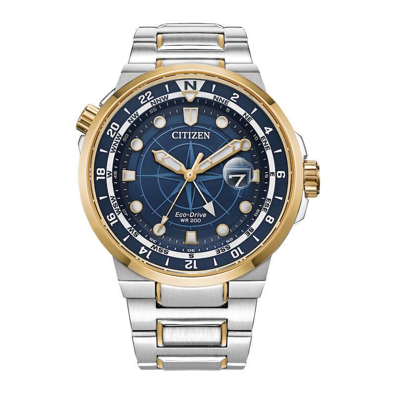 Men's Citizen Eco-Drive® Endeavor Two-Tone Watch with Blue Dial (Model: BJ7144-52L)