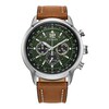 Thumbnail Image 0 of Men's Citizen Eco-Drive® Avion Chronograph Brown Leather Strap Watch with Green Dial (Model:CA4477-08X)