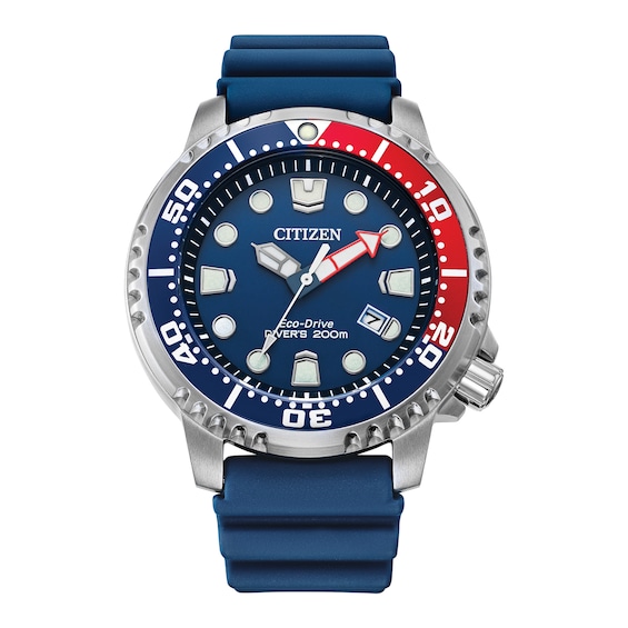 Men's Citizen Eco-DriveÂ® Promaster Diver Strap Watch with Blue Dial (Model: Bn0168-06L)
