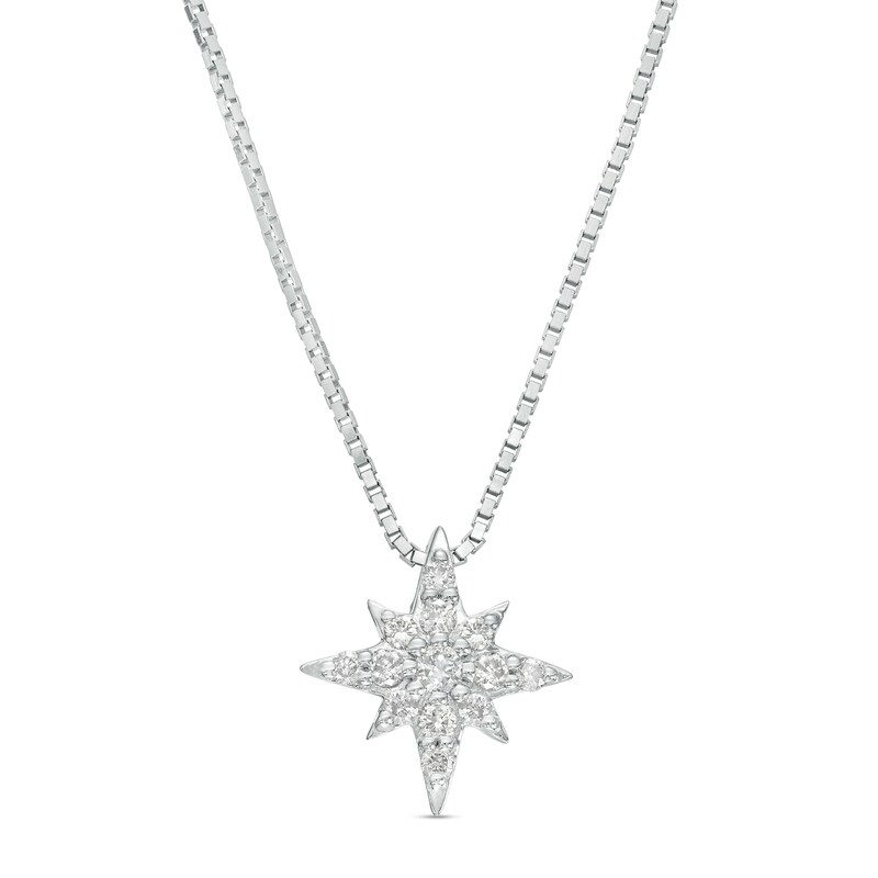 Main Image 1 of 1/6 CT. T.W. Diamond North Star Pendant in 10K White Gold