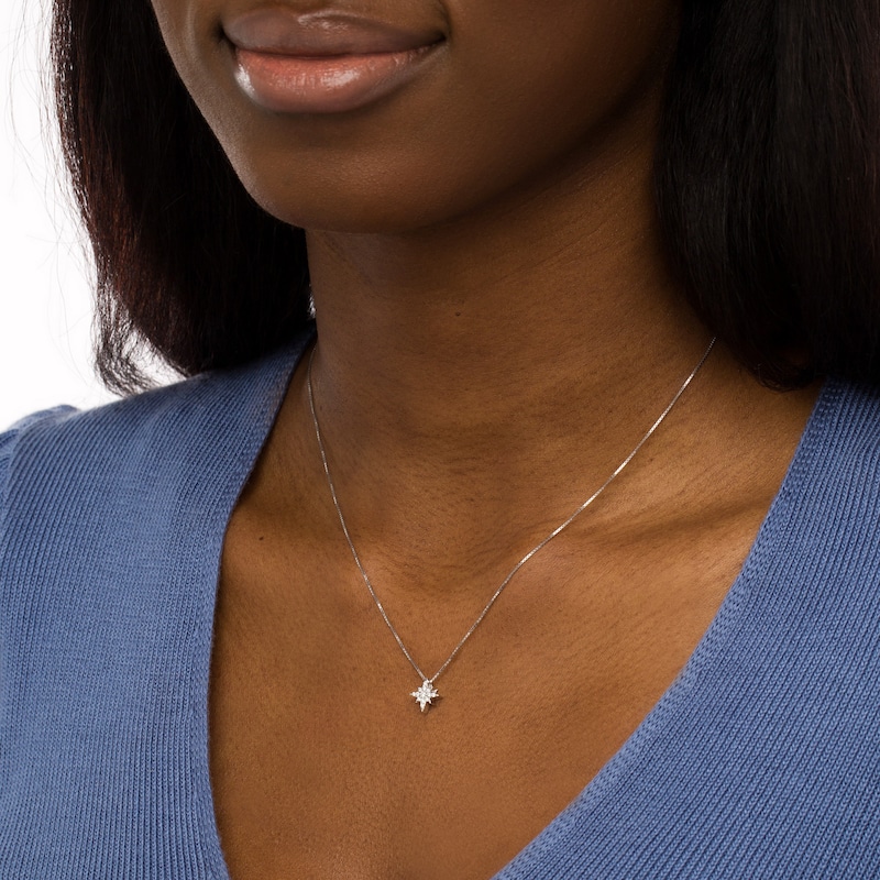 Main Image 2 of 1/6 CT. T.W. Diamond North Star Pendant in 10K White Gold