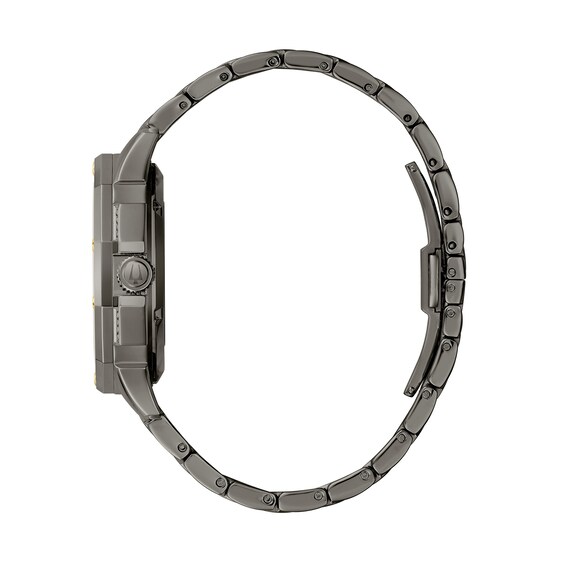 Men's Bulova Octava Crystal Accent Gunmetal Grey IP Automatic Watch with Grey Skeleton Dial (Model: 98A293)