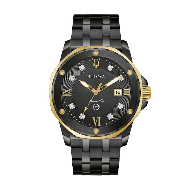 Main Image 1 of Men's Bulova Marine Star Diamond Accent Two-Tone Watch with Black Dial (Model: 98D176)
