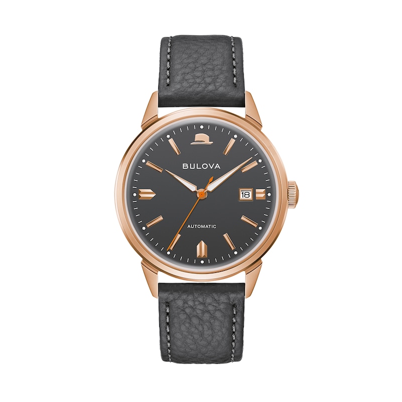 Main Image 1 of Men's Bulova Frank Sinatra 'Summer Wind' Collection Rose-Tone Strap Watch with Grey Dial (Model: 97B206)