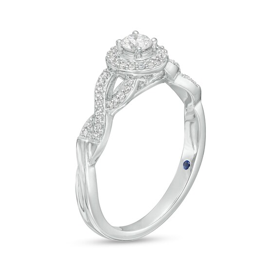 1/5 CT. T.w. Diamond Frame Twist Shank Promise Ring in 10K White Gold