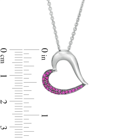 Lab-Created Ruby Tilted Heart Pendant and Bolo Bracelet Set in Sterling Silver