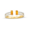 Thumbnail Image 1 of Baguette Citrine and White Lab-Created Sapphire Open Shank Ring in Sterling Silver with 10K Gold Plate - Size 7