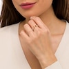Thumbnail Image 2 of Baguette Citrine and White Lab-Created Sapphire Open Shank Ring in Sterling Silver with 10K Gold Plate - Size 7