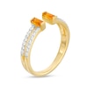 Thumbnail Image 3 of Baguette Citrine and White Lab-Created Sapphire Open Shank Ring in Sterling Silver with 10K Gold Plate - Size 7