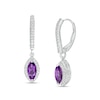 Thumbnail Image 1 of Marilyn Monroe™ Collection Marquise Amethyst and 1/4 CT. T.W. Diamond Frame Drop Earrings in 10K White Gold