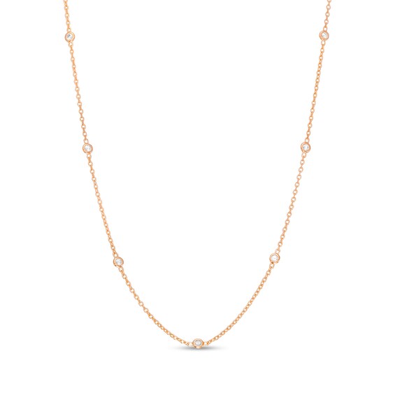 1/5 CT. T.w. Diamond Station Necklace in 10K Rose Gold