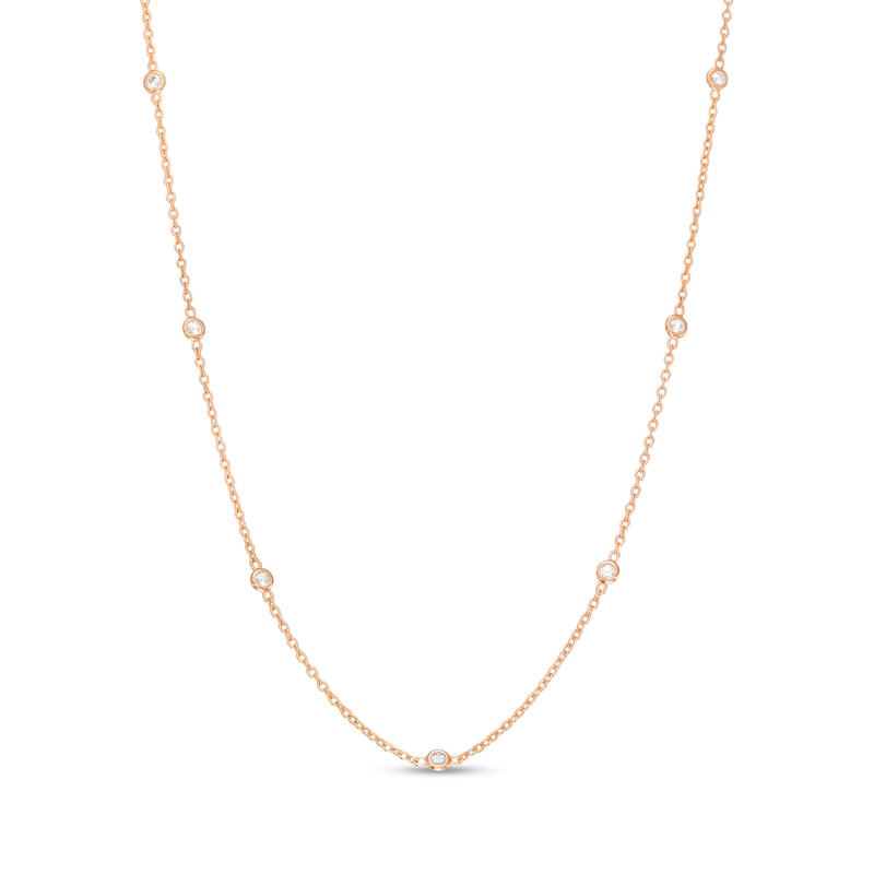 Main Image 1 of 1/5 CT. T.W. Diamond Station Necklace in 10K Rose Gold