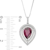 Thumbnail Image 2 of Marilyn Monroe™ Collection Pear-Shaped Rhodolite Garnet and 1/4 CT. T.W. Diamond Double Frame Pendant in 10K White Gold