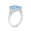 Thumbnail Image 2 of Marilyn Monroe™ Collection Baguette Swiss Blue Topaz and 1/6 CT. T.W. Diamond Ring in 10K White Gold