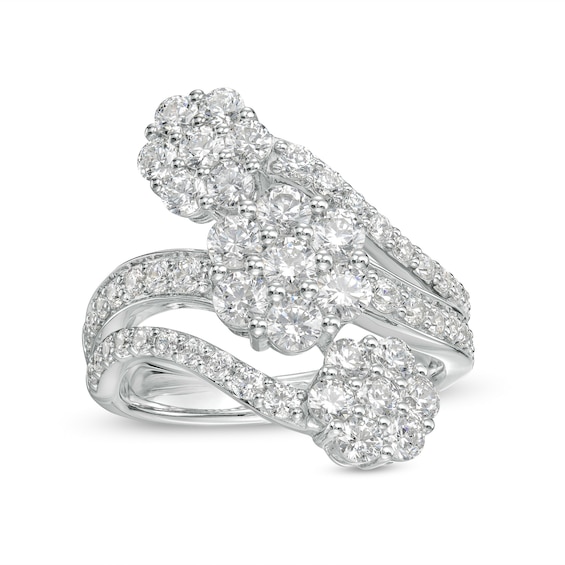 2 CT. T.w. Certified Lab-Grown Diamond Flower Trio Split Shank Ring in 14K White Gold (F/Si2)