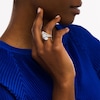 Thumbnail Image 2 of 2 CT. T.W. Certified Lab-Grown Diamond Flower Trio Split Shank Ring in 14K White Gold (F/SI2)