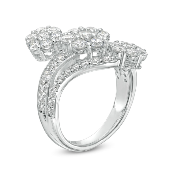 2 CT. T.w. Certified Lab-Grown Diamond Flower Trio Split Shank Ring in 14K White Gold (F/Si2)