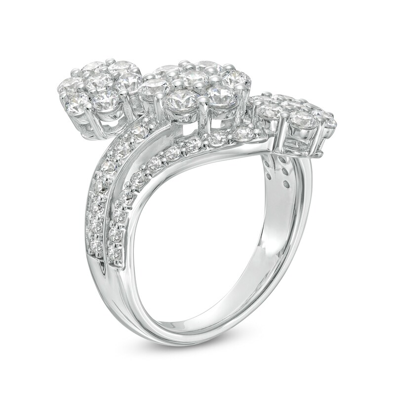 Main Image 3 of 2 CT. T.W. Certified Lab-Grown Diamond Flower Trio Split Shank Ring in 14K White Gold (F/SI2)