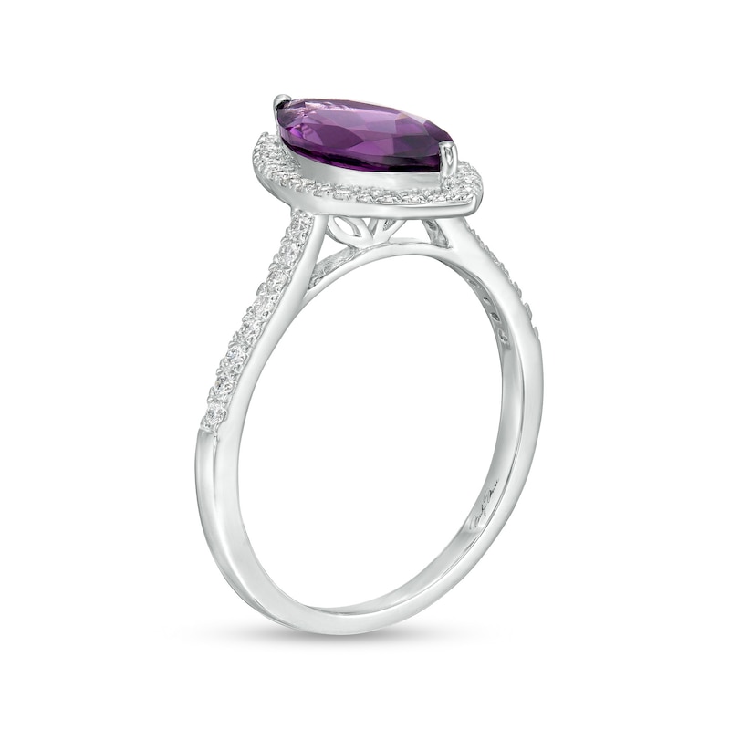 Main Image 2 of Marilyn Monroe™ Collection Marquise Amethyst and 1/4 CT. T.W. Diamond Frame Ring in 10K White Gold