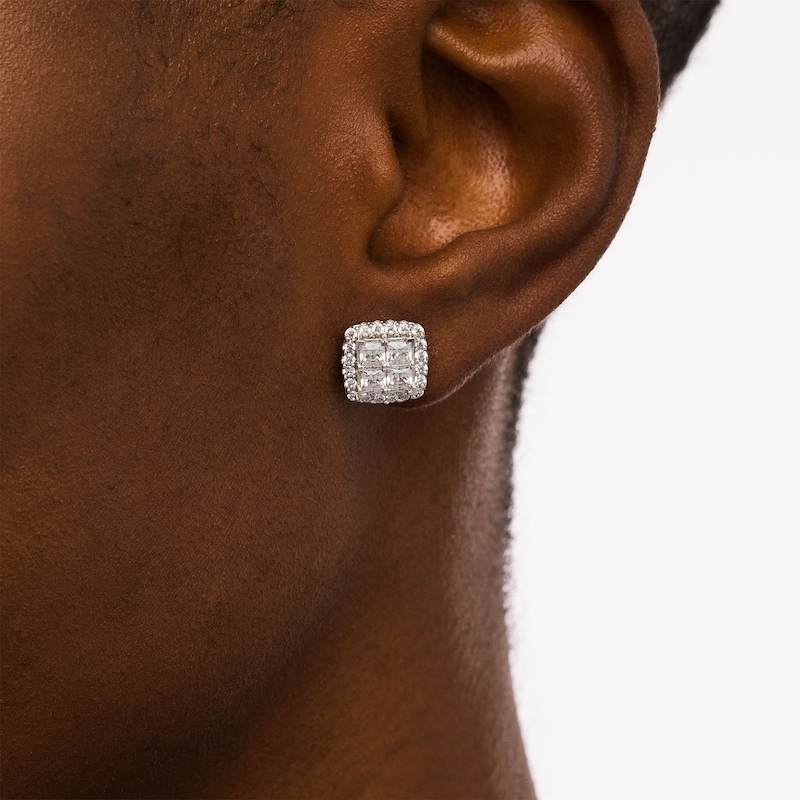 Main Image 2 of 2 CT. T.W. Certified Lab-Grown Quad Princess-Cut Diamond Frame Stud Earrings in 14K White Gold (F/SI2)