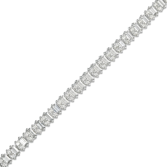 3 CT. T.w. Certified Lab-Created Baguette and Round Diamond Alternating Tennis Bracelet in 14K White Gold (F/Si2)