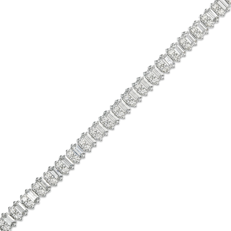 3 CT. T.W. Certified Lab-Created Baguette and Round Diamond Alternating Tennis Bracelet in 14K White Gold (F/SI2)