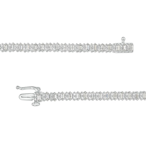 3 CT. T.w. Certified Lab-Grown Baguette and Round Diamond Alternating Tennis Bracelet in 14K White Gold (F/Si2)