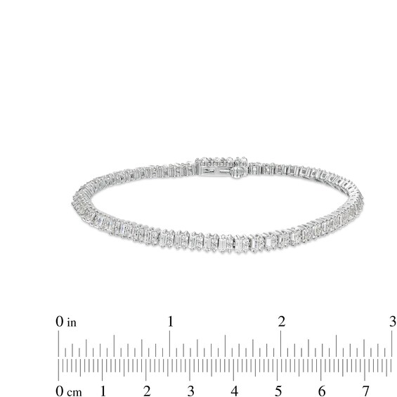 3 CT. T.w. Certified Lab-Grown Baguette and Round Diamond Alternating Tennis Bracelet in 14K White Gold (F/Si2)