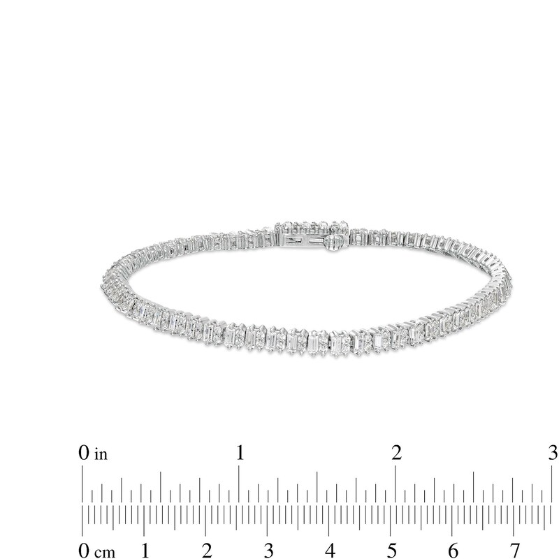 3 CT. T.W. Certified Lab-Created Baguette and Round Diamond Alternating Tennis Bracelet in 14K White Gold (F/SI2)