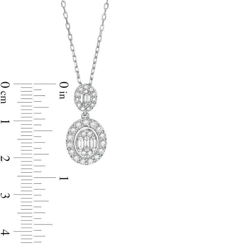Main Image 2 of Marilyn Monroe™ Collection 1/2 CT. T.W. Oval-Shaped Multi-Diamond Frame Pendant in 10K White Gold