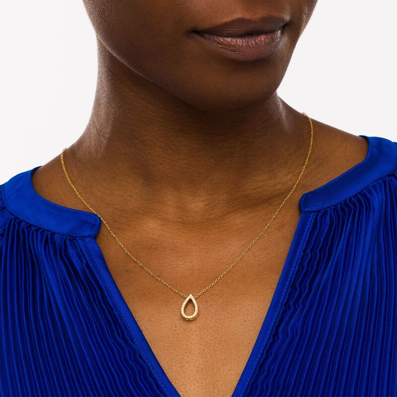 Main Image 2 of Remixed Reimagined 1/6 CT. T.W. Diamond Open Pear-Shaped Pendant in 10K Gold