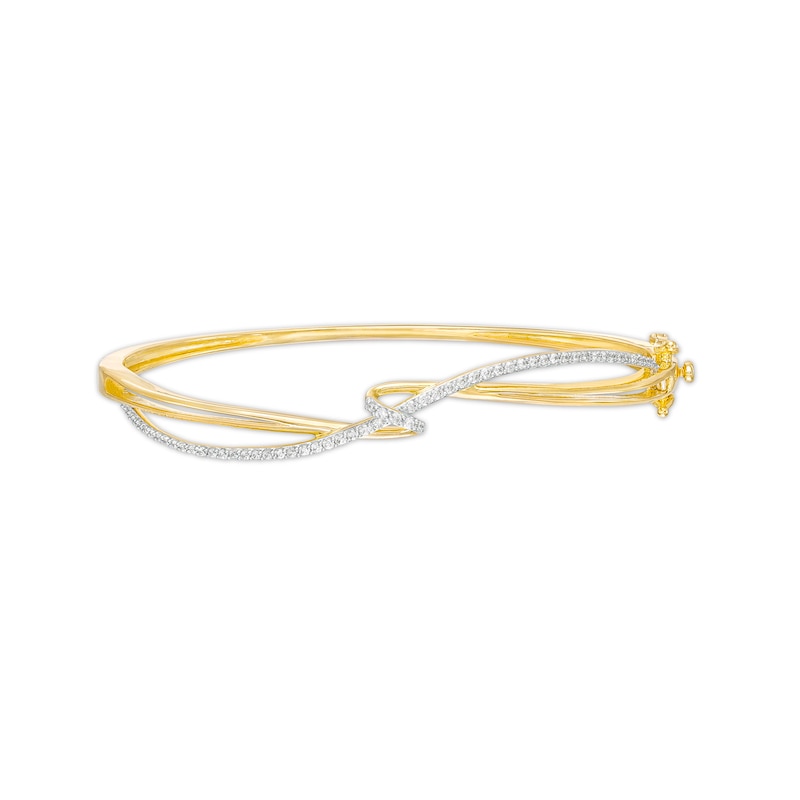 Main Image 1 of 1/2 CT. T.W. Diamond Twist Knot Bangle in 10K Gold