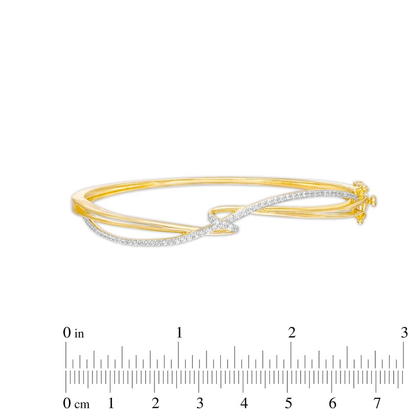 Main Image 3 of 1/2 CT. T.W. Diamond Twist Knot Bangle in 10K Gold