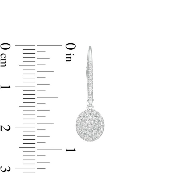 1/3 CT. T.w. Multi-Diamond Double Frame Oval Drop Earrings in 10K White Gold