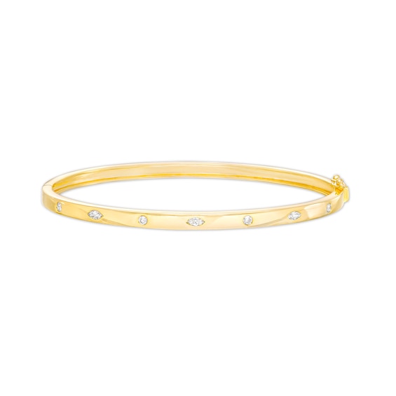 1/3 CT. T.w. Marquise and Round Diamond Alternating Bangle in 10K Gold â 7.5"