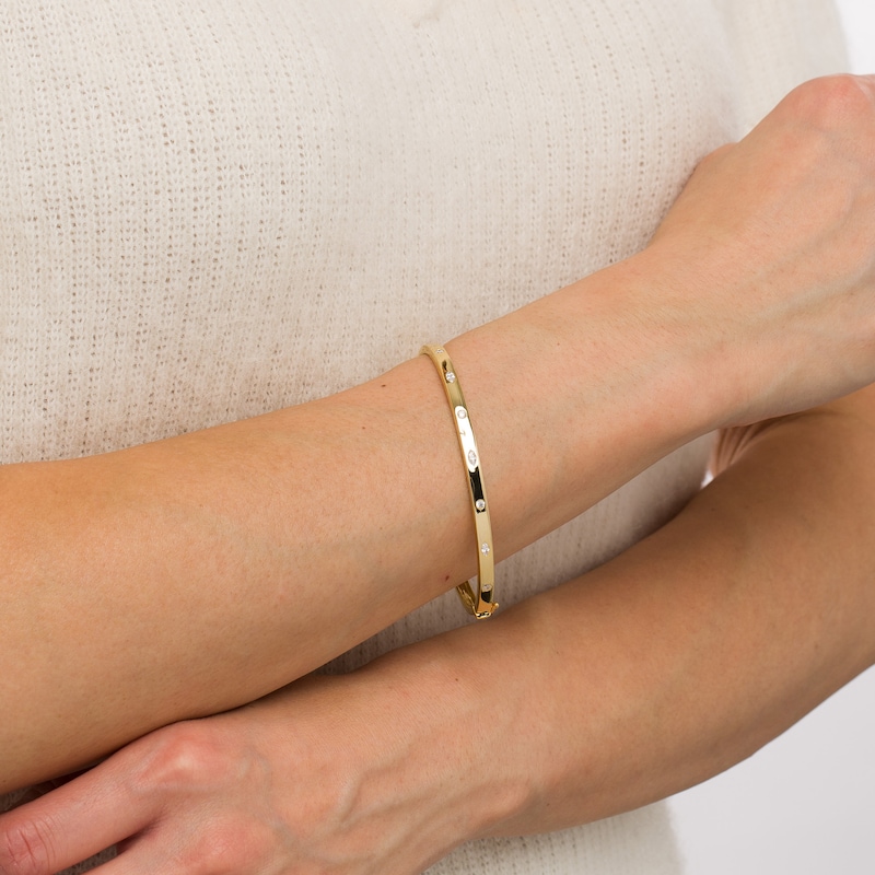 Main Image 2 of 1/3 CT. T.W. Marquise and Round Diamond Alternating Bangle in 10K Gold – 7.5"