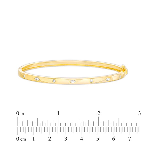 1/3 CT. T.w. Marquise and Round Diamond Alternating Bangle in 10K Gold â 7.5"