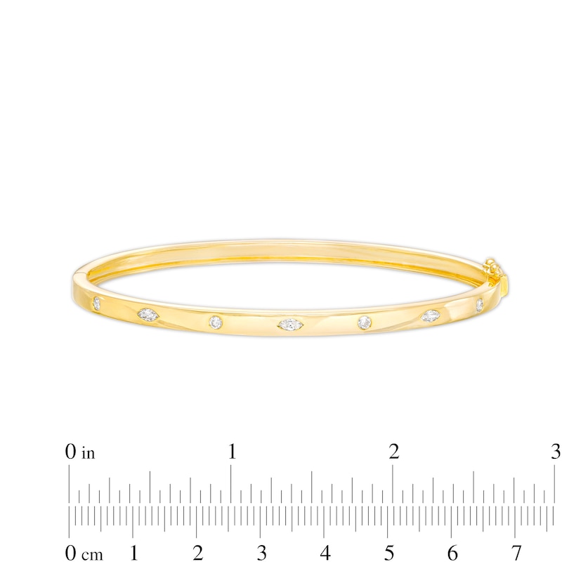 1/3 CT. T.W. Marquise and Round Diamond Alternating Bangle in 10K Gold – 7.5"