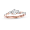 Thumbnail Image 1 of 1/5 CT. T.W. Multi-Diamond Tri-Sides Hearts Promise Ring in 10K Rose Gold