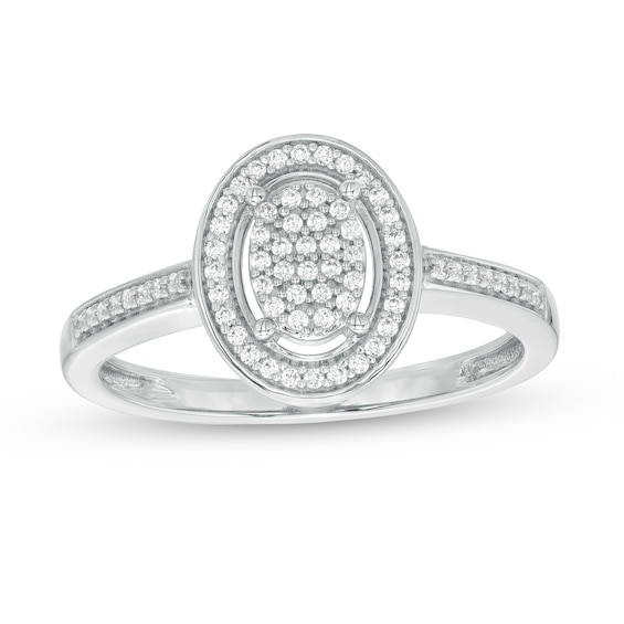 1/6 CT. T.w. Oval-Shaped Multi-Diamond Frame Promise Ring in 10K White Gold