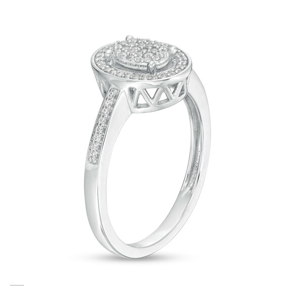 1/6 CT. T.w. Oval-Shaped Multi-Diamond Frame Promise Ring in 10K White Gold