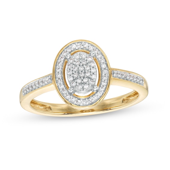 1/6 CT. T.w. Oval-Shaped Multi-Diamond Frame Promise Ring in 10K Gold