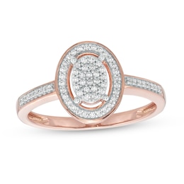 1/6 CT. T.W. Oval-Shaped Multi-Diamond Frame Promise Ring in 10K Rose Gold