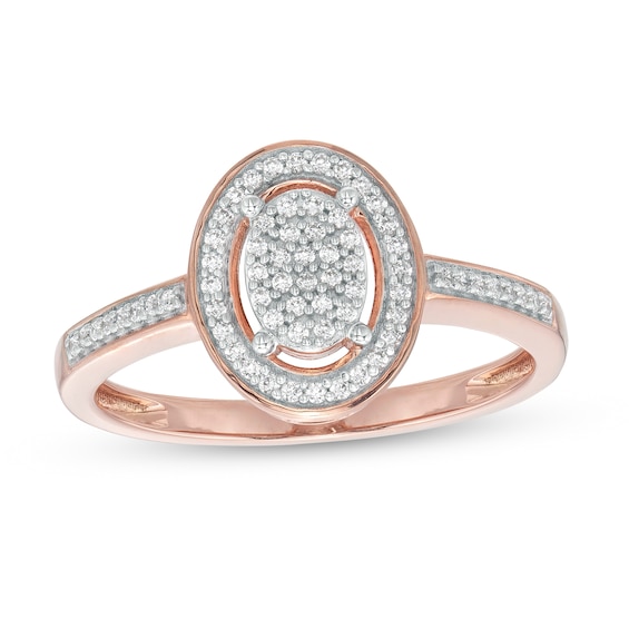 1/6 CT. T.w. Oval-Shaped Multi-Diamond Frame Promise Ring in 10K Rose Gold